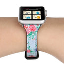Letter T Shape Simple Floral Genuine Leather Wrist Watch Band with Stainless Steel Buckle for Apple Watch Series 3 & 2 & 1 42mm(Blue)