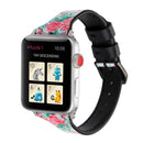 Letter T Shape Simple Floral Genuine Leather Wrist Watch Band with Stainless Steel Buckle for Apple Watch Series 3 & 2 & 1 42mm(White)