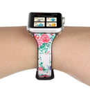 Letter T Shape Simple Floral Genuine Leather Wrist Watch Band with Stainless Steel Buckle for Apple Watch Series 3 & 2 & 1 42mm(White)