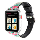 Letter T Shape Simple Floral Genuine Leather Wrist Watch Band with Stainless Steel Buckle for Apple Watch Series 3 & 2 & 1 42mm(Yellow)