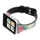 Letter T Shape Simple Floral Genuine Leather Wrist Watch Band with Stainless Steel Buckle for Apple Watch Series 3 & 2 & 1 42mm(Yellow)