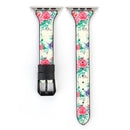 Letter T Shape Simple Floral Genuine Leather Wrist Watch Band with Stainless Steel Buckle for Apple Watch Series 3 & 2 & 1 38mm(Yellow)