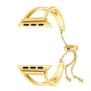 Letter V Shape Bracelet Metal Wrist Watch Band with Stainless Steel Buckle for Apple Watch Series 7 41mm / 6&SE&5&4 40mm / 3&2&1 38mm(Gold)