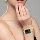 Letter V Shape Bracelet Metal Wrist Watch Band with Stainless Steel Buckle for Apple Watch Series 8&7 45mm / SE 2&6&SE&5&4 44mm / 3&2&1 42mm(Gold)