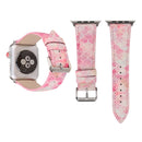 Fish Scale Glitter Genuine Leather Wrist Watch Band with Stainless Steel Buckle for Apple Watch Series 3 & 2 & 1 42mm(Pink)