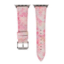 Fish Scale Glitter Genuine Leather Wrist Watch Band with Stainless Steel Buckle for Apple Watch Series 3 & 2 & 1 42mm(Pink)