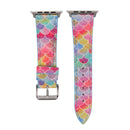 Fish Scale Glitter Genuine Leather Wrist Watch Band with Stainless Steel Buckle for Apple Watch Series 3 & 2 & 1 42mm(Blue)