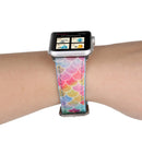 Fish Scale Glitter Genuine Leather Wrist Watch Band with Stainless Steel Buckle for Apple Watch Series 3 & 2 & 1 42mm(Blue)