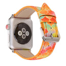 Fish Scale Glitter Genuine Leather Wrist Watch Band with Stainless Steel Buckle for Apple Watch Series 3 & 2 & 1 38mm(Orange)