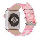 Fish Scale Glitter Genuine Leather Wrist Watch Band with Stainless Steel Buckle for Apple Watch Series 3 & 2 & 1 38mm(Pink)