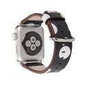 For Apple Watch Series 3 & 2 & 1 38mm Black Background White Dot Pattern PU Leather Wrist Watch Band