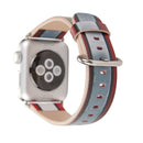 For Apple Watch Series 3 & 2 & 1 42mm Red + Gray Stripe Pattern PU Leather Wrist Watch Band