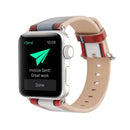 For Apple Watch Series 3 & 2 & 1 42mm Red + Gray Stripe Pattern PU Leather Wrist Watch Band