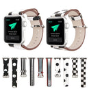 For Apple Watch Series 3 & 2 & 1 42mm Black Background White Dot Pattern PU Leather Wrist Watch Band