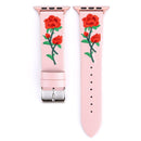 Embroidered Genuine Leather Wrist Watch Band with Stainless Steel Buckle for Apple Watch Series 3 & 2 & 1 38mm(Pink)
