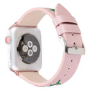 Embroidered Genuine Leather Wrist Watch Band with Stainless Steel Buckle for Apple Watch Series 3 & 2 & 1 38mm(Pink)