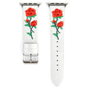 Embroidered Genuine Leather Wrist Watch Band with Stainless Steel Buckle for Apple Watch Series 3 & 2 & 1 38mm(White)