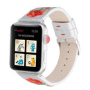 Embroidered Genuine Leather Wrist Watch Band with Stainless Steel Buckle for Apple Watch Series 3 & 2 & 1 38mm(White)
