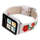 Embroidered Genuine Leather Wrist Watch Band with Stainless Steel Buckle for Apple Watch Series 3 & 2 & 1 42mm(Yellow)