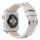 Embroidered Genuine Leather Wrist Watch Band with Stainless Steel Buckle for Apple Watch Series 3 & 2 & 1 42mm(Yellow)