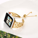 Flower Shaped Bracelet Stainless Steel Watch Band for Apple Watch Series 3 & 2 & 1 42mm(Gold)