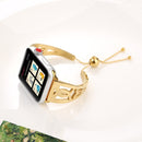 Double C-shaped Bracelet Stainless Steel Watch Band for Apple Watch Series 3 & 2 & 1 38mm(Gold)