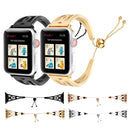 Double C-shaped Bracelet Stainless Steel Watch Band for Apple Watch Series 3 & 2 & 1 38mm(Rose Gold)