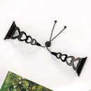 Love Heart Shaped Bracelet Stainless Steel Watch Band for Apple Watch Series 3 & 2 & 1 42mm(Black)