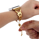 Love Heart Shaped Bracelet Stainless Steel Watch Band for Apple Watch Series 3 & 2 & 1 42mm(Gold)