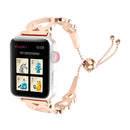 Love Heart Shaped Bracelet Stainless Steel Watch Band for Apple Watch Series 3 & 2 & 1 42mm(Rose Gold)