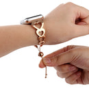 Love Heart Shaped Bracelet Stainless Steel Watch Band for Apple Watch Series 3 & 2 & 1 42mm(Rose Gold)