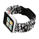 Magic Paste Genuine Leather Umbrella Rope Nylon Wrist Watch Band with and Stainless Steel Buckle for Apple Watch Series 7 41mm / 6&SE&5&4 40mm / 3&2&1 38mm