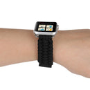 Magic Paste Genuine Leather Umbrella Rope Nylon Wrist Watch Band with and Stainless Steel Buckle for Apple Watch Series 7 41mm / 6&SE&5&4 40mm / 3&2&1 38mm(Black)