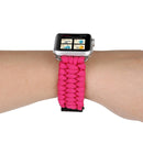 Magic Paste Genuine Leather Umbrella Rope Nylon Wrist Watch Band with and Stainless Steel Buckle for Apple Watch Series 7 41mm / 6&SE&5&4 40mm / 3&2&1 38mm(Magenta)