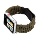 Magic Paste Genuine Leather Umbrella Rope Nylon Wrist Watch Band with and Stainless Steel Buckle for Apple Watch Series 7 41mm / 6&SE&5&4 40mm / 3&2&1 38mm(Brown)