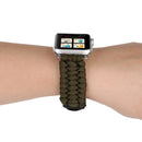 Magic Paste Genuine Leather Umbrella Rope Nylon Wrist Watch Band with and Stainless Steel Buckle for Apple Watch Series 7 41mm / 6&SE&5&4 40mm / 3&2&1 38mm(Brown)