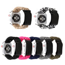 Magic Paste Genuine Leather Umbrella Rope Nylon Wrist Watch Band with and Stainless Steel Buckle for Apple Watch Series 7 41mm / 6&SE&5&4 40mm / 3&2&1 38mm(Magenta)