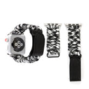 Magic Paste Genuine Leather Umbrella Rope Nylon Wrist Watch Band with Stainless Steel Buckle for Apple Watch Series 7 45mm / 6&SE&5&4 44mm / 3&2&1 42mm