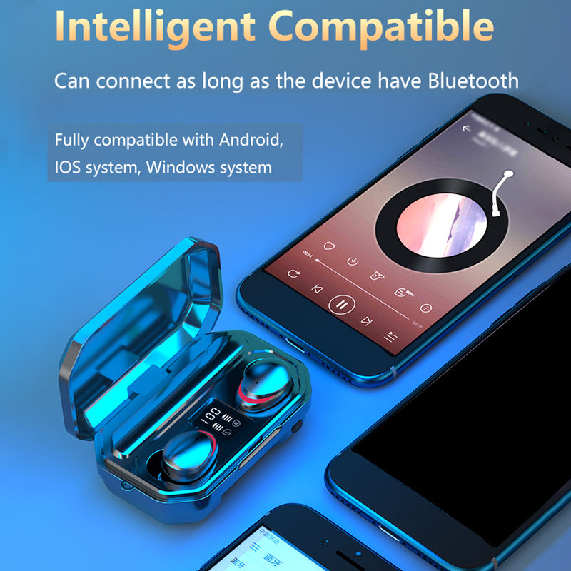 Portable TWS Wireless Earbuds With Charging Case Bluetooth 5.1 IPX7 Waterproof