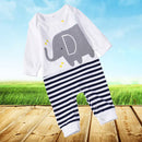 Baby Suit Long-sleeved Cartoon Elephant Stripes Crawling Baby Clothes