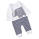 Baby Suit Long-sleeved Cartoon Elephant Stripes Crawling Baby Clothes