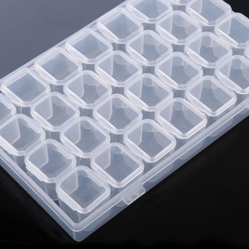 1 x Clear Plastic Storage Case Nail Art Gems 28 cells Empty Container New