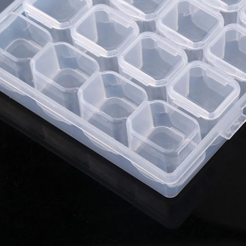 1 x Clear Plastic Storage Case Nail Art Gems 28 cells Empty Container New