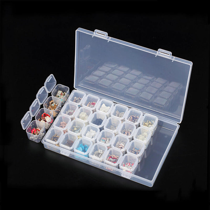 1 x Clear Plastic Storage Case Nail Art Gems 28 cells Empty Container New
