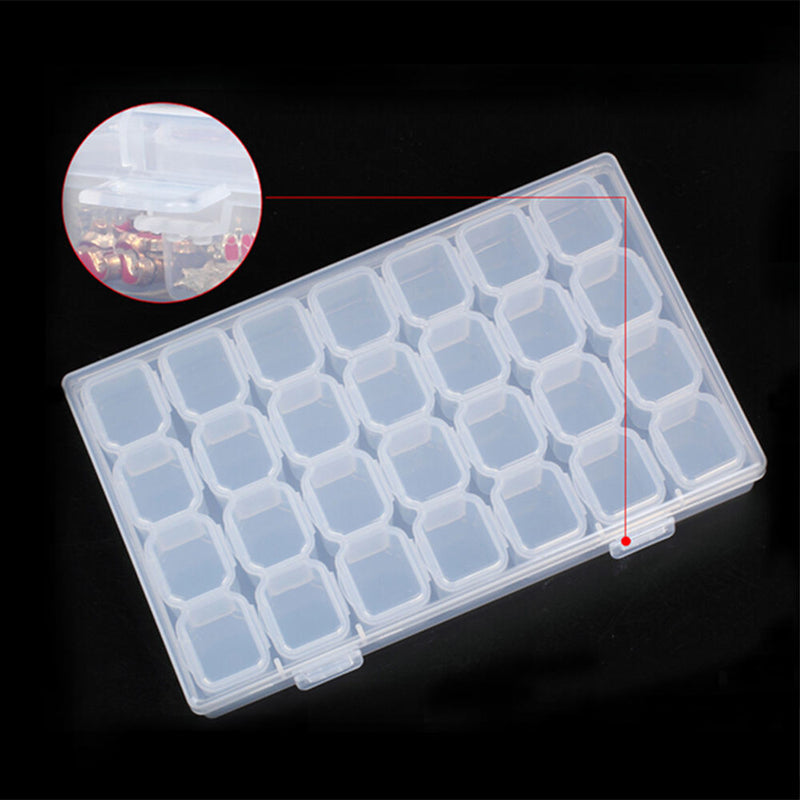 1 x Clear Plastic Storage Case Nail Art Gems 28 cells Empty Container New