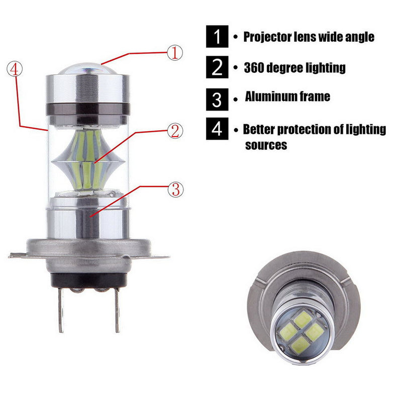 2500W H7 LED Headlight Bulb Conversion Kit High Low Fog Beam Lamp 6000K