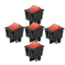 5x Red 4Pin Waterproof 250V 20A Bar Rocker Toggle Switch LED Light Car Boat