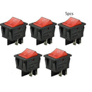 5x Red 4Pin Waterproof 250V 20A Bar Rocker Toggle Switch LED Light Car Boat