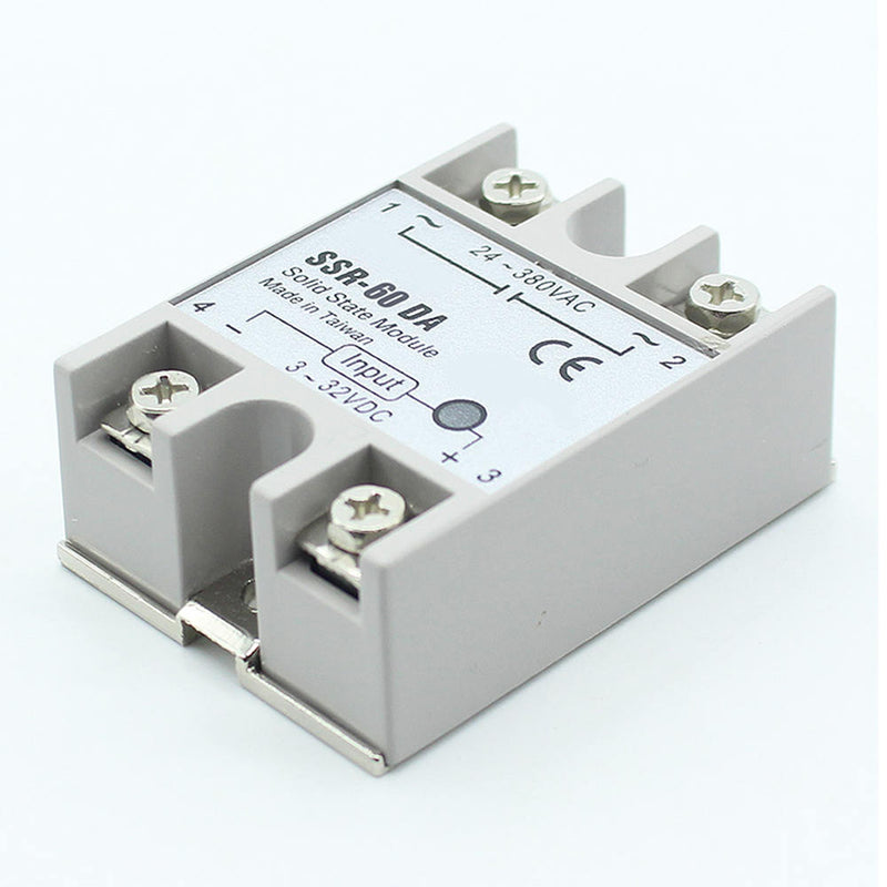 1 xSSR-50DA Solid State Relay Alloy Heat Sink 60A Out 24-380V AC In 3-32V DC Hot