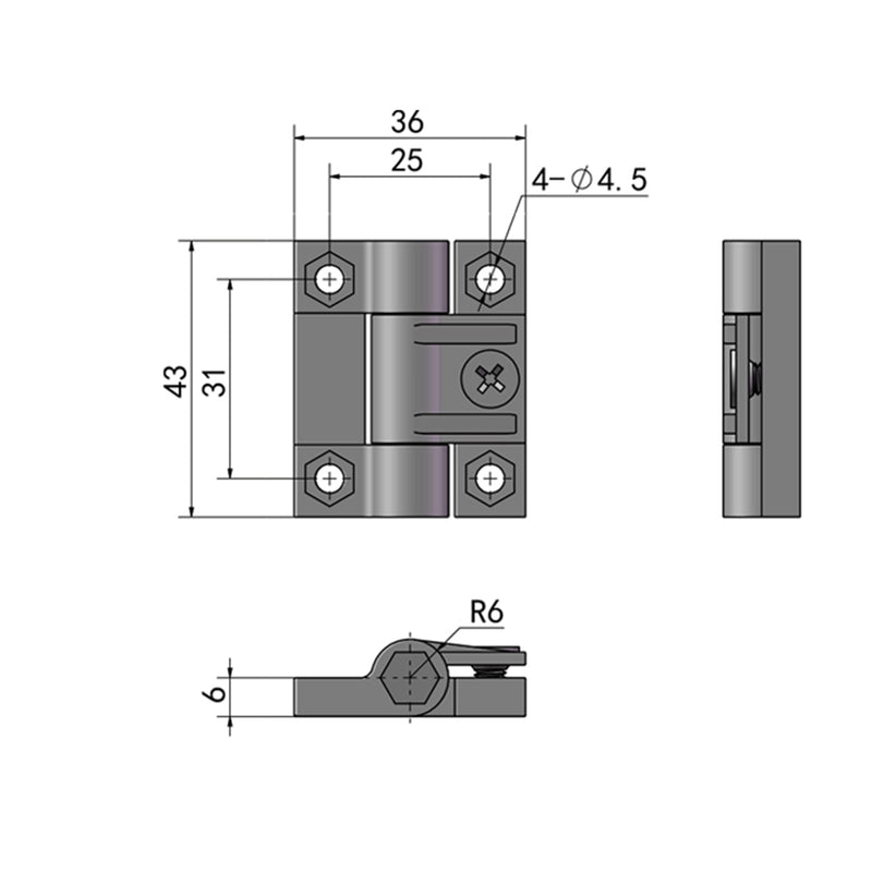 1 x Constant Torque Position Control Hinge with 4 Holes Any Angle Detent Best